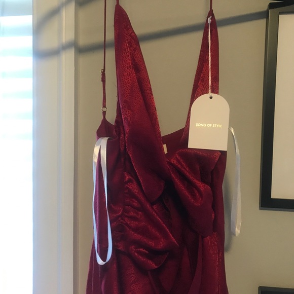 Kat Midi Dress Song of Style in Cranberry Red - Picture 5 of 7